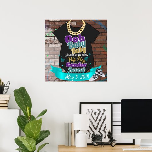 ヒップホップジェンダーリビールポスターパープルとティール(緑がかった色) ポスター (ホームオフィス)