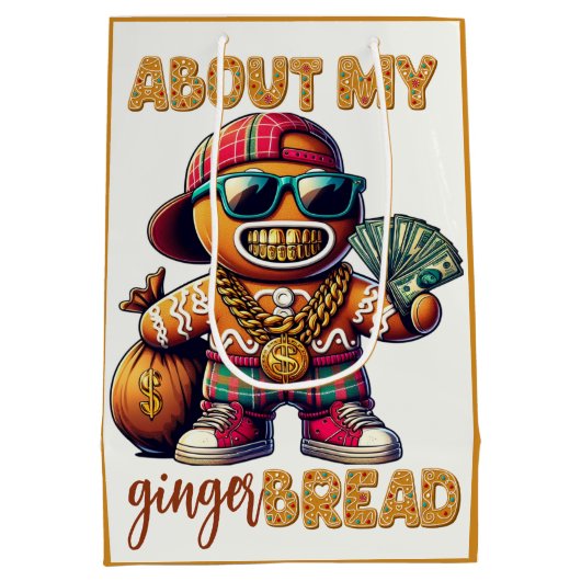 ヒップホップジンジャーブレッドマンスワッグクリスマス ミディアムペーパーバッグ (裏面)