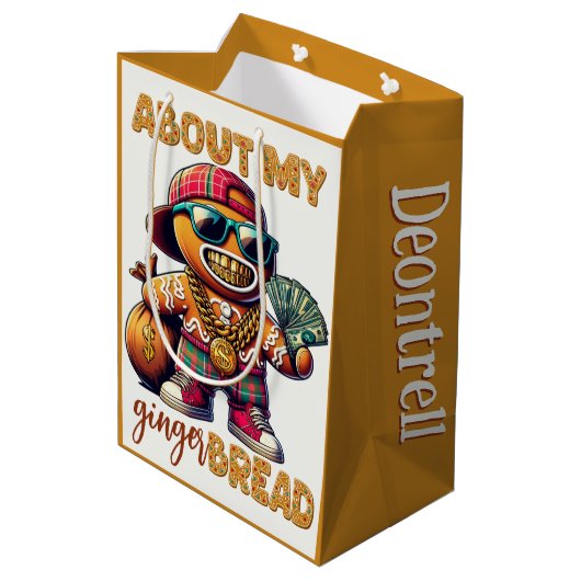 ヒップホップジンジャーブレッドマンスワッグクリスマス ミディアムペーパーバッグ (裏面アングル)