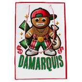 ヒップホップジンジャーブレッドマンスワッグクリスマス ミディアムペーパーバッグ (正面)