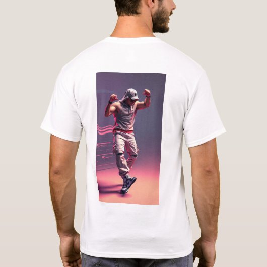 ヒップホップスタイルで踊る人体 Tシャツ (裏面)
