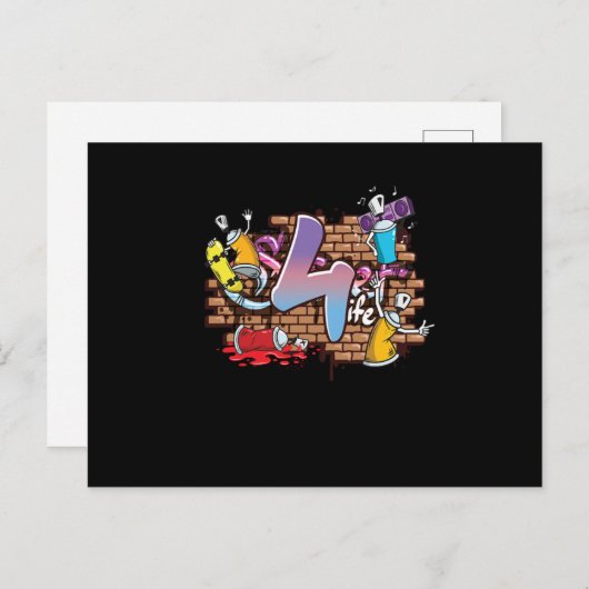 ヒップホップダンサー グラフィティアーティスト タイポグラフィー 4歳 誕生日 ポストカード (正面/裏面)