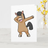 ヒップホップダンスでダブをする馬 カード (黄色い花)