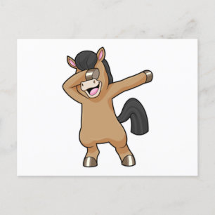 ヒップホップダンスでダブをする馬 ポストカード