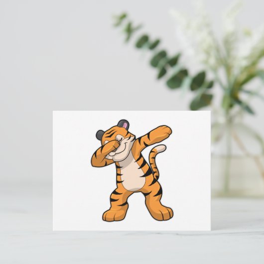 ヒップホップダンスのダブでかっこよく決める虎 ポストカード (スタンド正面)