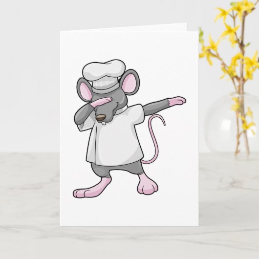 ヒップホップダンスのダブで料理人として働くネズミ カード (黄色い花)
