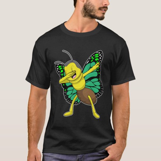 ヒップホップダンスのダブで踊る蝶々 Tシャツ (正面)