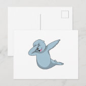 ヒップホップダンスのダブをするアザラシ ポストカード (正面/裏面)