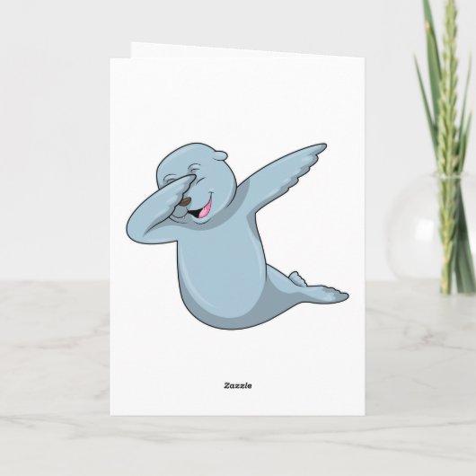 ヒップホップダンスのドゥ・ダブをするアザラシ カード (裏面)