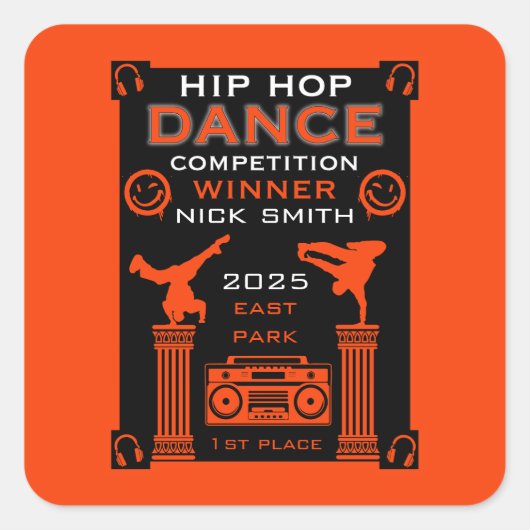 ヒップホップダンスコンクール スクエアシール (正面)