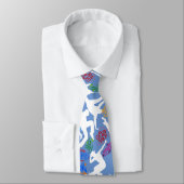 ヒップホップダンスパターン.w LブルーBG ネクタイ (タイ)