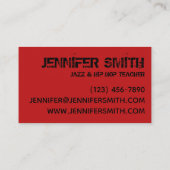 ヒップホップダンス先生パーソナライズされたヒップホップクラス 名刺 (裏面)