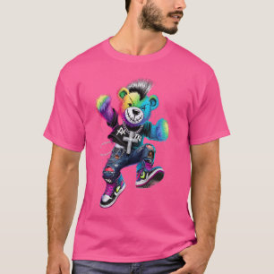 ヒップホップテディベアカラフルテディベア図 Tシャツ