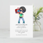 ヒップホップテーマの男の子の誕生日 招待状 (スタンド正面)