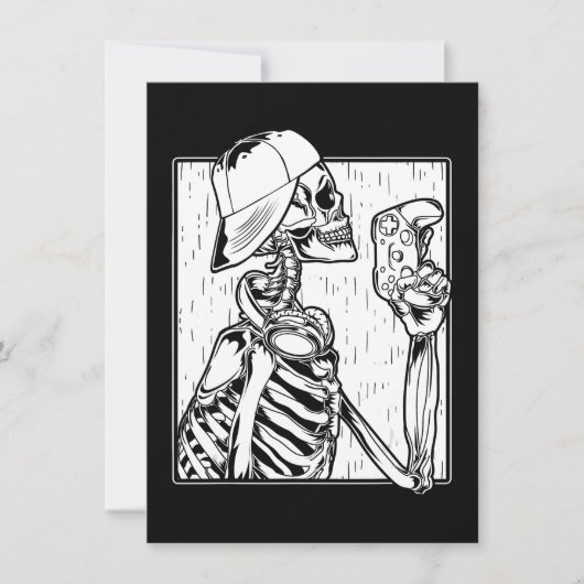 ヒップホップビデオゲーマースケルトンボーイズキッズハロウィーン 招待状 (正面)