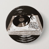 ヒップホップビートキーチェーンのターンテーブル歌詞 缶バッジ (正面)