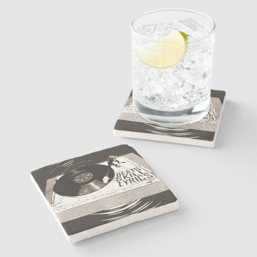 ヒップホップビートスキル歌詞オンターンテーブル紙PLAT ストーンコースター (横)