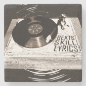 ヒップホップビートスキル歌詞オンターンテーブル紙PLAT ストーンコースター (正面)