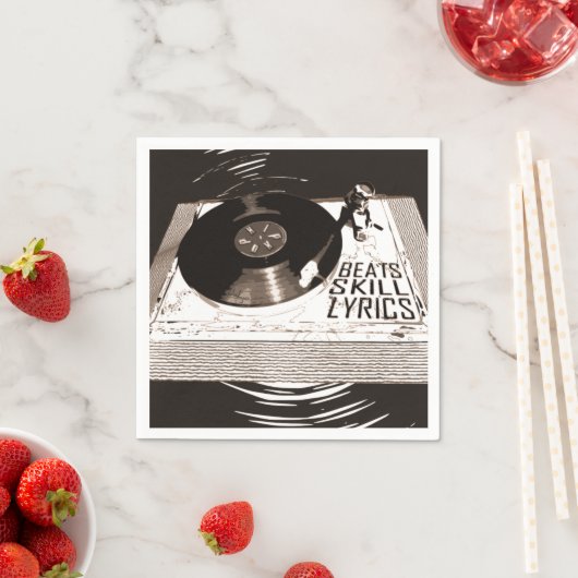 ヒップホップビートスキル歌詞オンターンテーブル スタンダードカクテルナプキン (インサイチュ)