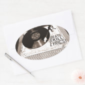 ヒップホップビートスキル歌詞オンターンテーブル 楕円形シール (封筒)