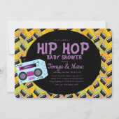 ヒップホップベイビーシャワーパーティー カセットテープ ブームボックス 招待状 (正面)