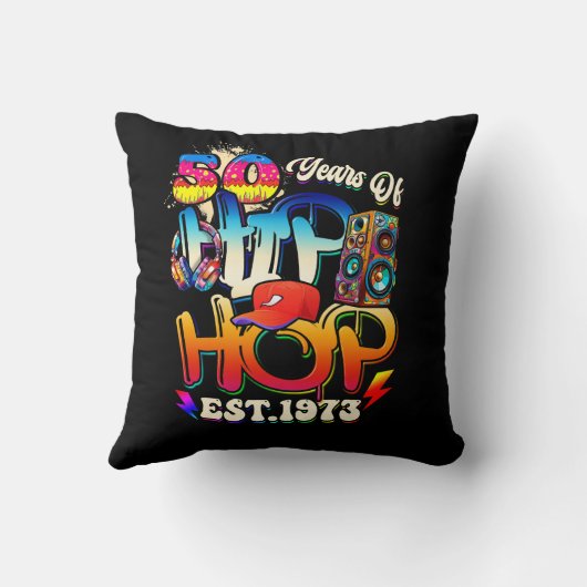 ヒップホップミュージック50周年記念ブラックヒストリーメンズD クッション (裏面)