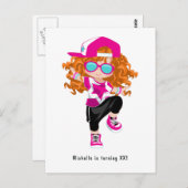 ヒップホップラップのガールブレイクダンサーバースデーパーティー ポストカード (正面/裏面)