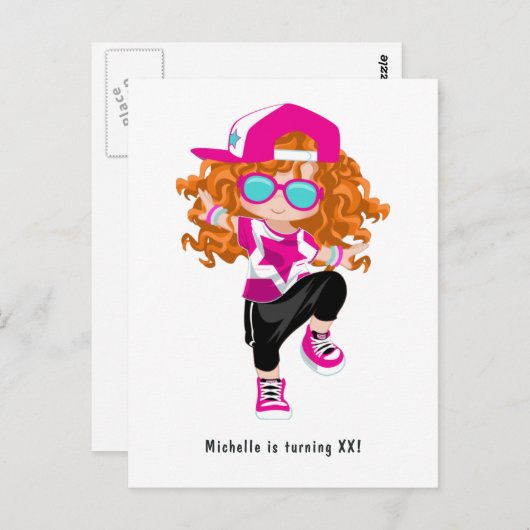 ヒップホップラップガールブレイクダンサー誕生日パーティー ポストカード (正面/裏面)