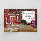 ヒップホップワードスクランブルクロスワードガールズ誕生日 カード (内部)