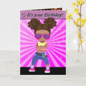 ヒップホップワードスクランブルクロスワードガールズ誕生日 カード (黄色い花)