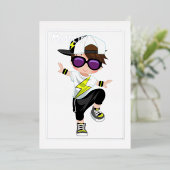 ヒップホップ子供の誕生日箔招待状 箔招待状 (立ち正面)