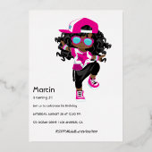 ヒップホップ子供の誕生日箔招待状 箔招待状 (裏面)