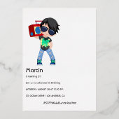 ヒップホップ子供の誕生日箔招待状 箔招待状 (裏面)