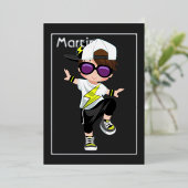 ヒップホップ子供の誕生日箔招待状 箔招待状 (立ち正面)