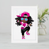 ヒップホップ子供の誕生日 箔招待状 (立ち正面)