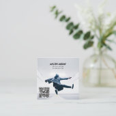 ヒップホップ振付家フォトQRコードソーシャルメディア スクエア名刺 (スタンド正面)