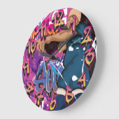 ヒップホップ歌手 ラージ壁時計 (傾斜)