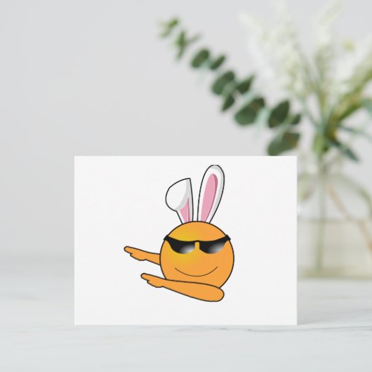 ヒップホップ絵文字エッグバニーイースターキッズアダルト シーズンポストカード (スタンド正面)