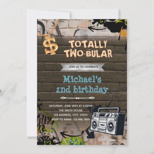 ヒップホップ誕生日パーティーの招待 招待状 (正面)
