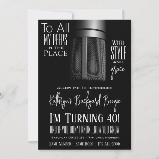 ヒップホップ誕生日 招待状 (正面)