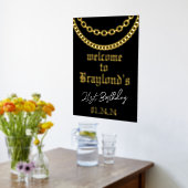 ヒップホップ金ゴールドキューバリンクチェーンフォイルウェルカムサイン 箔ポスター (レイダウン (キッチン))