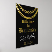 ヒップホップ金ゴールドキューバリンクチェーンフォイルウェルカムサイン 箔ポスター (レイダウン)