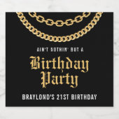 ヒップホップ金ゴールドキューバリンクチェーン誕生日 スパークリングワインラベル (シングルラベル)