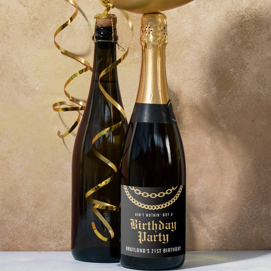 ヒップホップ金ゴールドキューバリンクチェーン誕生日 スパークリングワインラベル