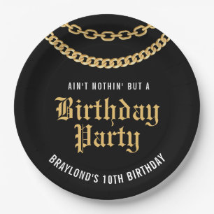 ヒップホップ金ゴールドキューバリンクチェーン誕生日 ペーパープレート
