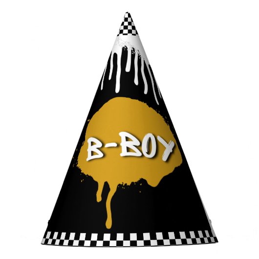 ヒップホップ金ゴールドグラフィティBボーイ悪名高いワン誕生日 パーティーハット (正面)