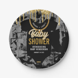 ヒップホップ金ゴールドチェーンベビーシャワー紙プレート ペーパープレート