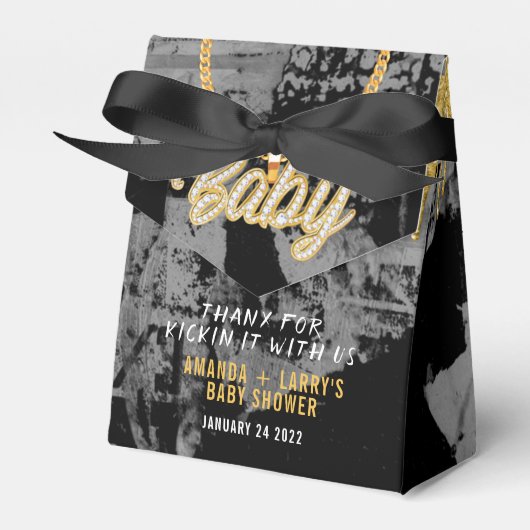 ヒップホップ金ゴールドチェーンベビーシャワー フェイバーボックス (正面サイド)