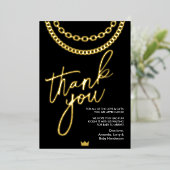 ヒップホップ金ゴールドチェーン赤ちゃんシャワーサンキューカード 箔招待状 (立ち正面)