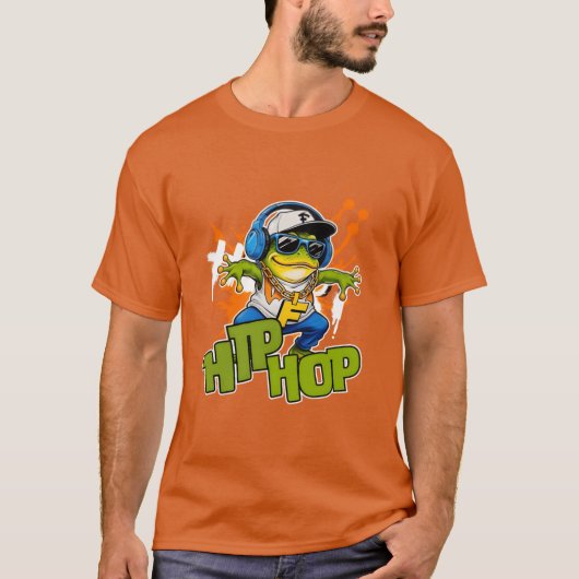ヒップホップ カエル かわいい女の子 Tシャツ (正面)